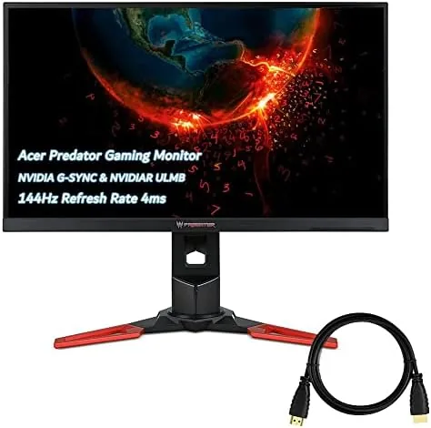 The Acer Predator 27 inch monitor on its stand in a gaming room