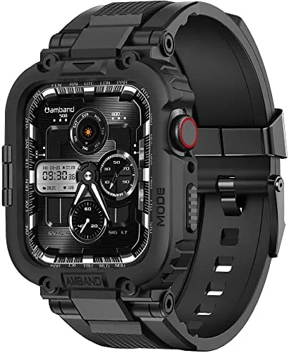 The amBand M1 rugged case wrapped around an Apple Watch on a wrist