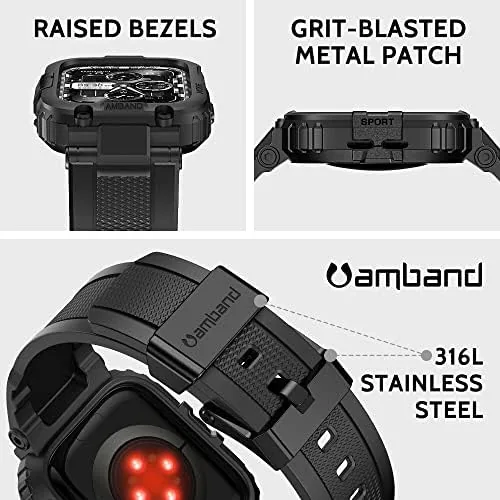 Close up of the amBand M1 case showing the raised bezel around the watch screen