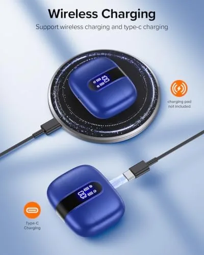 The TAGRY Bluetooth Headphones True Wireless Earbuds 60H Playback LED Power in real use