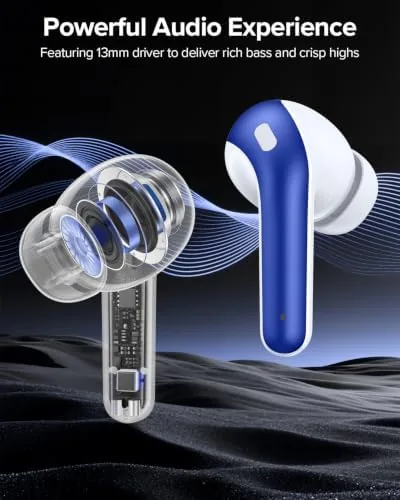Another view of the TAGRY Bluetooth Headphones True Wireless Earbuds 60H Playback LED Power