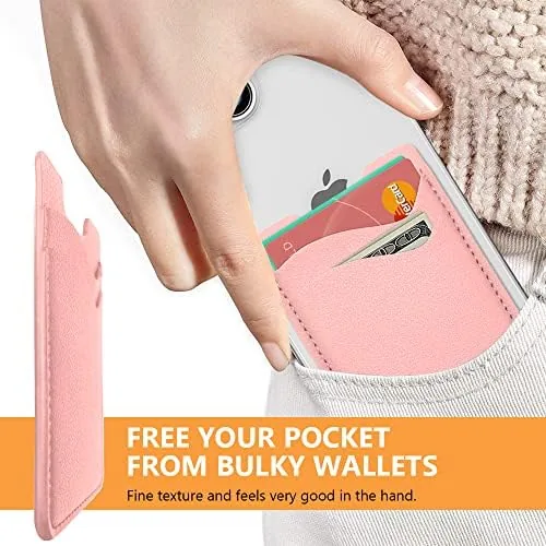 Close look at the Phone Card Holder, 2-Pack Stick-On Wallet for iPhone, Samsung - Pink build quality