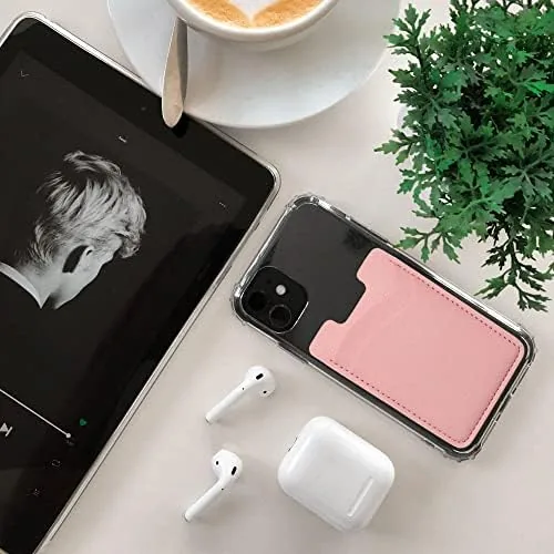 The Phone Card Holder, 2-Pack Stick-On Wallet for iPhone, Samsung - Pink in real use