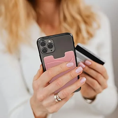 Another view of the Phone Card Holder, 2-Pack Stick-On Wallet for iPhone, Samsung - Pink