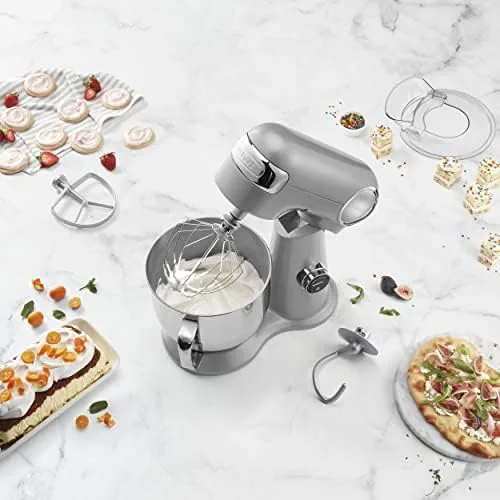 The mixer with the splash guard in place during mixing