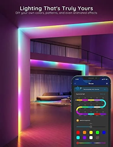 The Govee app showing segment editing and color scenes