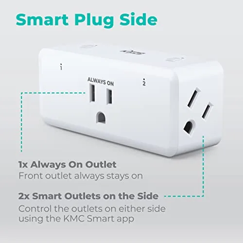 Close look at the KMC Smart Plug 4-Pack, Side 3-Outlet Extender, Compatible with Google build quality