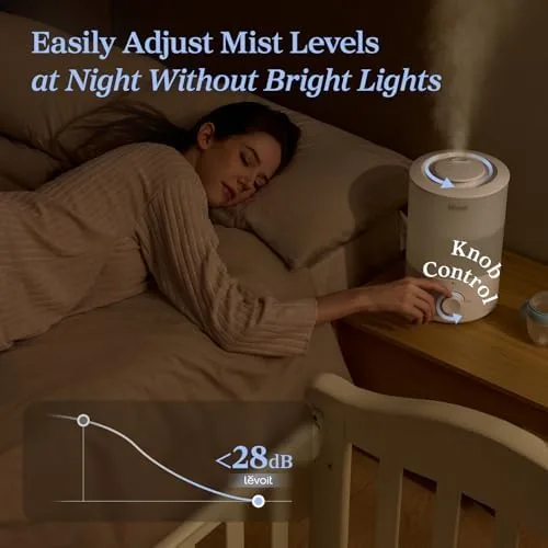 Levoit 3L humidifier beside a larger 6 liter humidifier