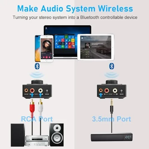Close look at the YMOO B06T3 Bluetooth 5.3 Receiver for Home Stereo with RCA build quality