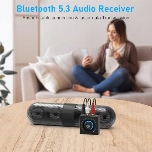 Another view of the YMOO B06T3 Bluetooth 5.3 Receiver for Home Stereo with RCA