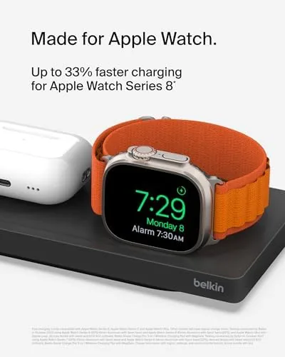 Close look at the Belkin MagSafe 3 in 1 Wireless Charging Pad, Fast Charging build quality