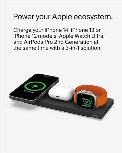 The Belkin MagSafe 3 in 1 Wireless Charging Pad, Fast Charging in real use
