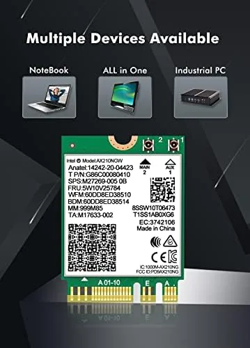 Another view of the WiFi 6E Wireless Card Intel AX210 NGW Bluetooth 5.3 Tri-Band