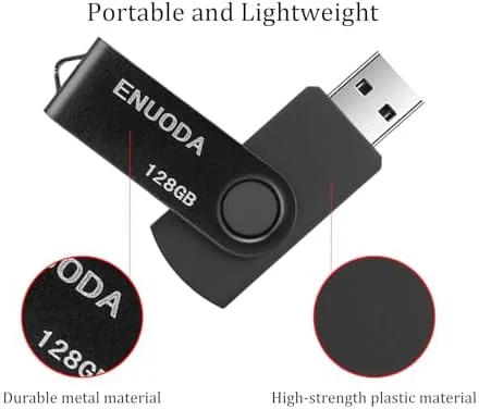 Close look at the 128GB Flash Drive ENUODA 1 Pack Thumb Drive 128GB Swivel build quality