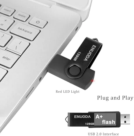 The 128GB Flash Drive ENUODA 1 Pack Thumb Drive 128GB Swivel in real use