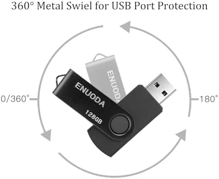Another view of the 128GB Flash Drive ENUODA 1 Pack Thumb Drive 128GB Swivel