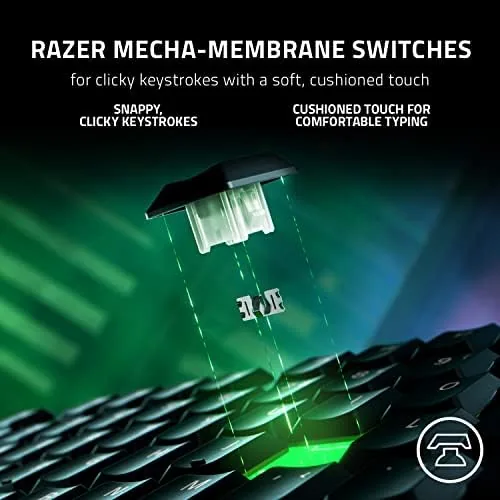 Keyboard lighting up with 10 zone RGB effects in a dark room