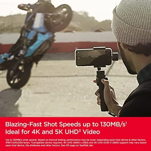 Action camera recording 4K video with the microSD card installed