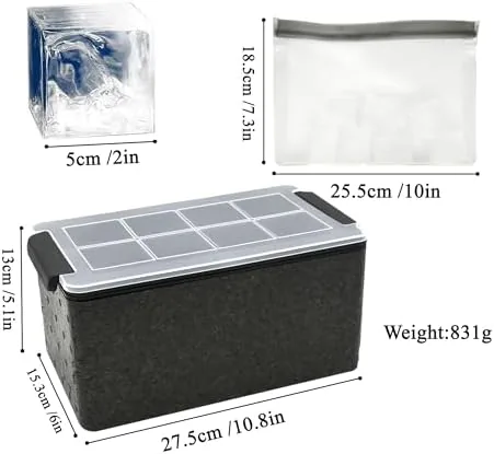 A clear Bangp cube next to an opaque standard tray cube for comparison