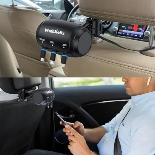 Another view of the for Retractable Car Charging Station Box, 3 in 1 Headrest