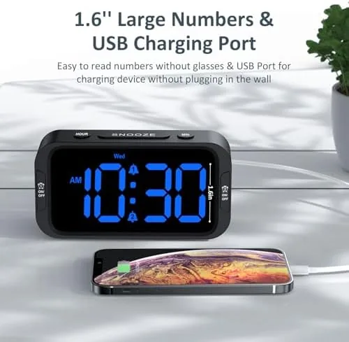 Another view of the Odokee Digital Dual Alarm Clock for Bedroom with 0-100% Dimmable