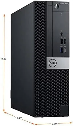 The OptiPlex 7060 SFF mounted under a desk with monitors above