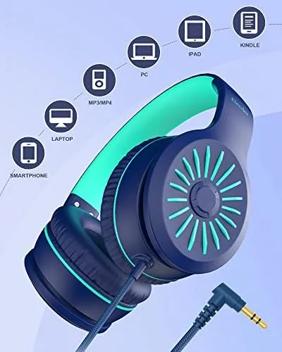 Another view of the ELECDER i45 Kids Headphones Wired, On-Ear Headphones for School Teens