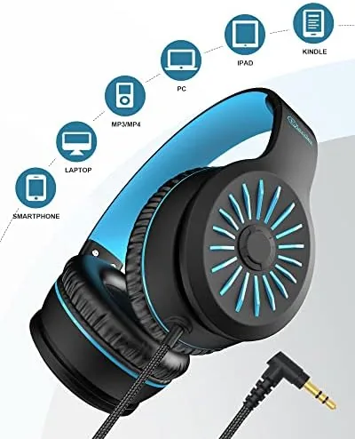 Another view of the ELECDER i45 Kids Headphones Wired, On-Ear Headphones for School Teen