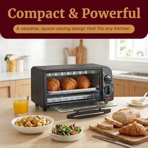 Close up of the temperature dial, function dial, and 15-minute timer on the toaster oven