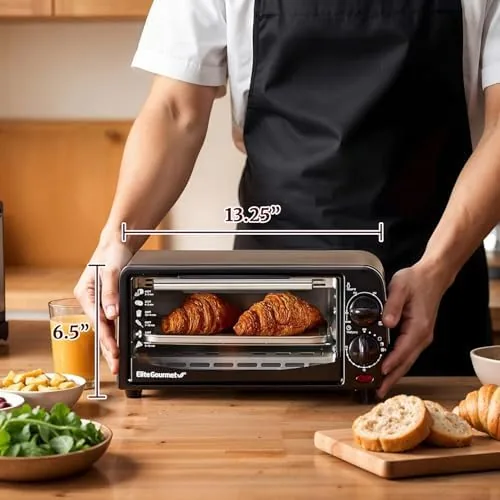 Toast browning evenly inside the ETO236 through the tempered glass door