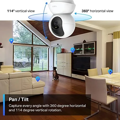 The Tapo C210 app showing the live 2K feed with motion tracking active