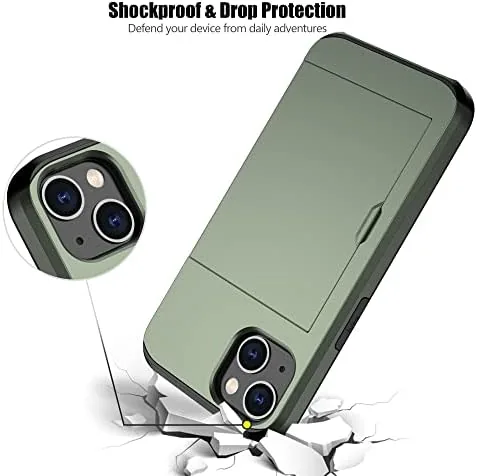 Another view of the Nvollnoe for iPhone 13 Case with Card Holder Green |