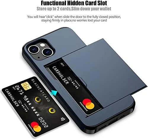 Close look at the Nvollnoe for iPhone 13 Case with Card Holder Blue | build quality