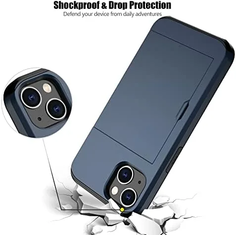 Another view of the Nvollnoe for iPhone 13 Case with Card Holder Blue |