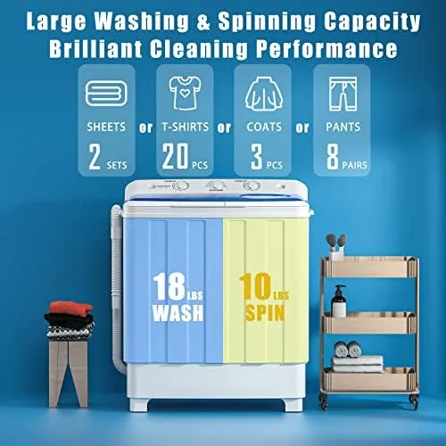 Clothes load filling the 18lbs wash tub