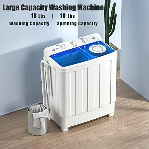 Twin tub washer next to a single tub portable washer