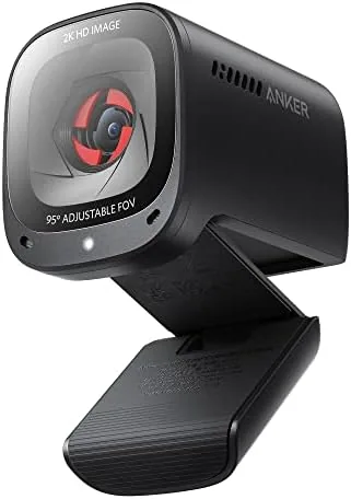 AnkerWork PowerConf C200 webcam mounted on a laptop lid