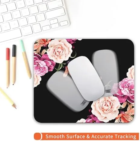 The Square Mouse Pad Pretty Peony Flower, Personalized Premium-Textured Custom Mouse in real use