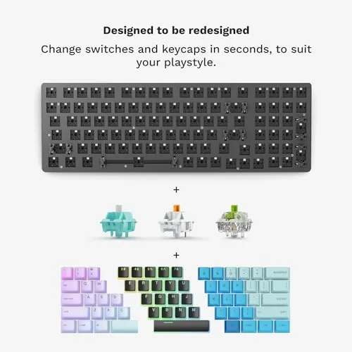 Close up of the GMMK 2 aluminum top plate and double-shot keycaps