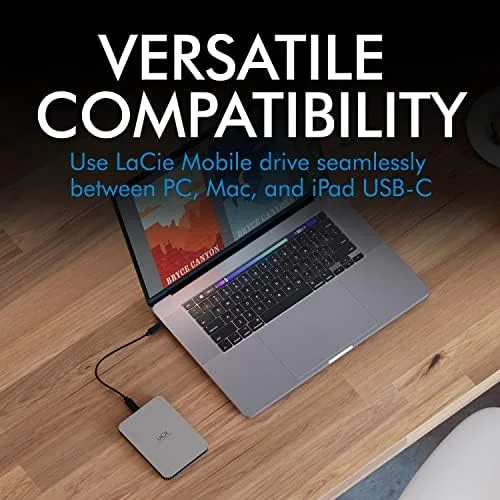 The LaCie Mobile Drive 4TB External Hard Drive Portable HDD, USB-C in real use