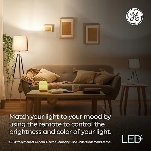 Home office desk lamp using a GE LED+ bulb set to a warm white for working