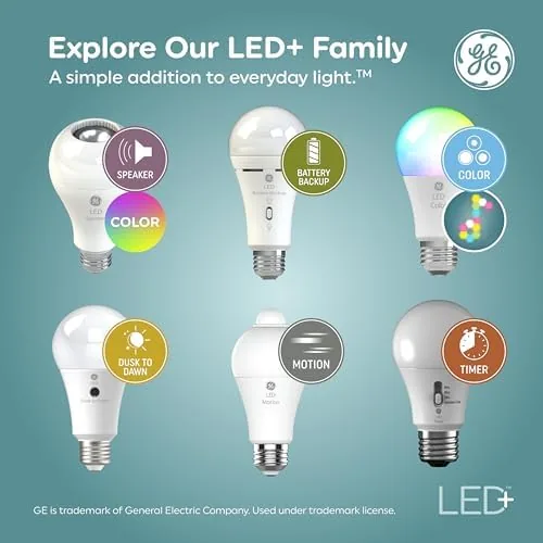 GE LED+ bulbs showing a variety of colors across the palette during a test session