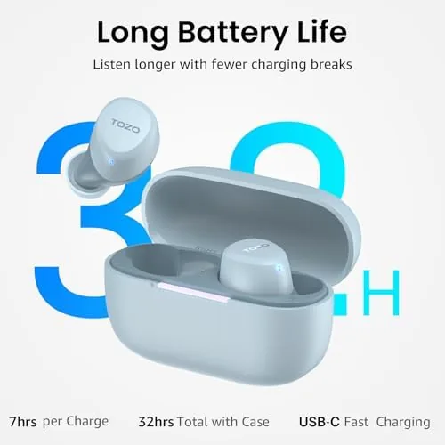 Another view of the TOZO A1 Wireless Earbuds Bluetooth 5.3 Light Weight in Ear
