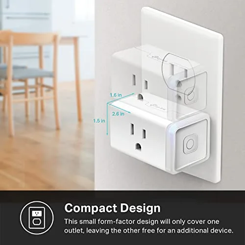 A cozy reading corner with a lamp on a Kasa smart plug and a phone showing the app