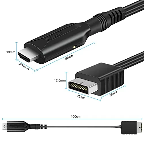 Close up of the adapter body showing the console connection and the HDMI output port