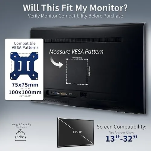 Another view of the VIVO Dual Monitor Desk Stand for 13 to 32 inch