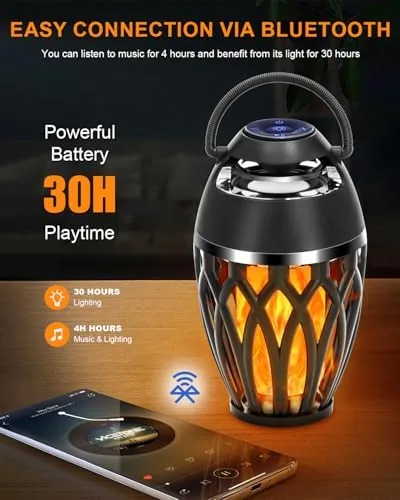 Close look at the Vanten Outdoor Bluetooth Speakers, Bluetooth 5.0 Led Flame Speaker, IPX5 build quality