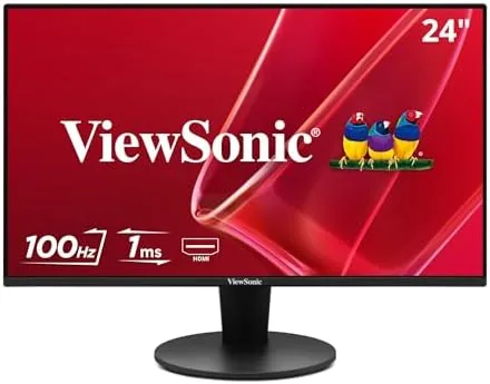 The ViewSonic VS2447M monitor on a desk with a laptop connected to it