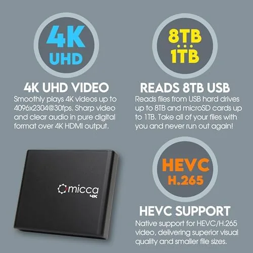 The Micca 4K Ultra-HD USB and microSD Media Player, 4K HDMI in real use