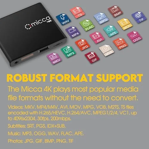 Another view of the Micca 4K Ultra-HD USB and microSD Media Player, 4K HDMI